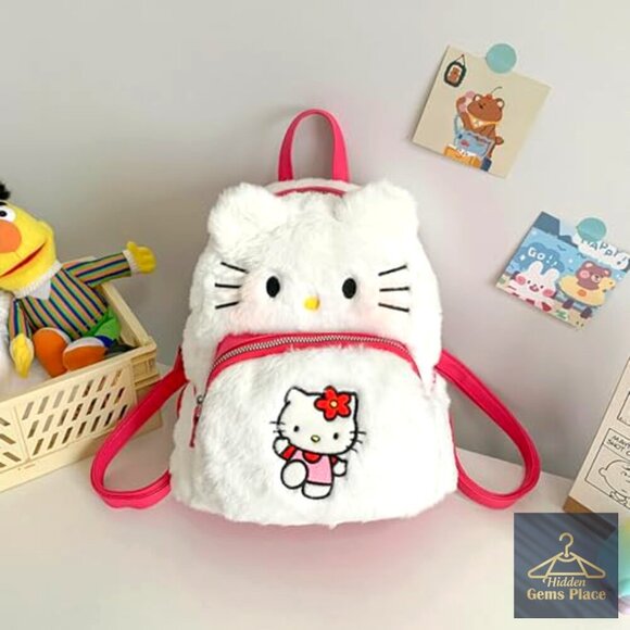Plush Cartoon Backpack, Mini Double Strap, Soft Fluffy Casual Rucksack main image 5